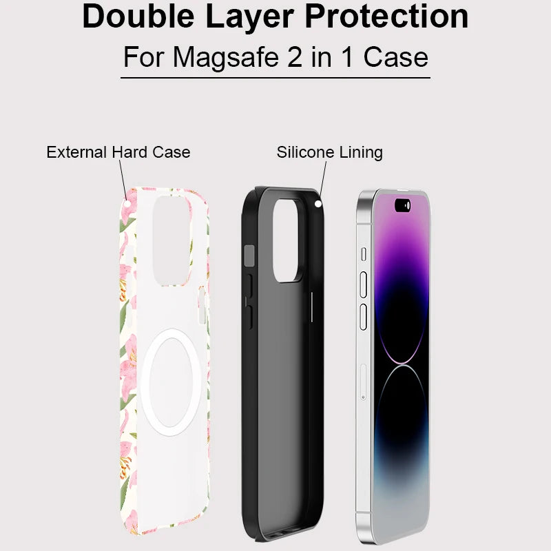 Magnetic Double-Layer Flower Case for iPhone 16–11 Pro Max Shockproof