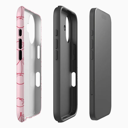 Cherry Outline Double-Layer Case for iPhone 17 16 15 14 13 12 Pro Max Plus