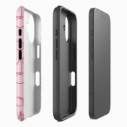 Cherry Outline Double-Layer Case for iPhone 17 16 15 14 13 12 Pro Max Plus
