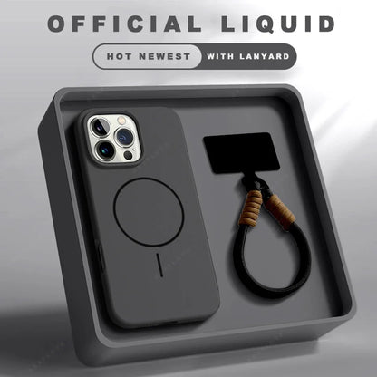 MagSafe Silicone Case with Lanyard for iPhone 15/16 Plus & Pro Max