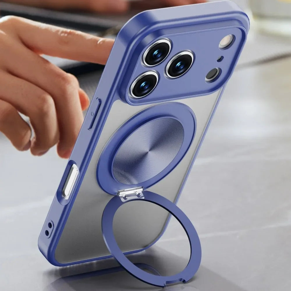 Matte Clear MagSafe Case for iPhone 17 Air 16E 16 15 14 13 12 Pro Max with 360° Stand