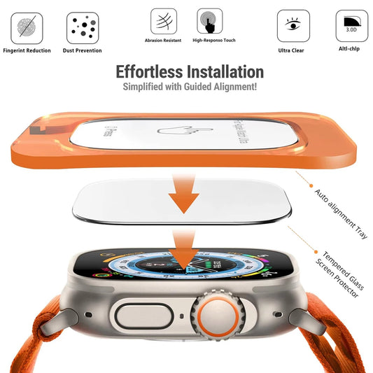 Tempered Glass for Apple Watch Ultra 1/2/3 49mm with Alignment Tool Protector