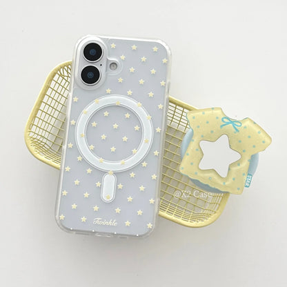 Yellow Stars Korean MagSafe Case for iPhone 17 16 15 14 13 12 11 Pro Max