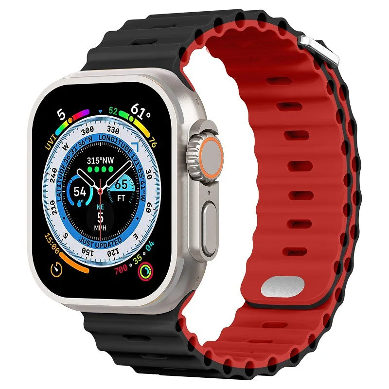 Ocean Silicone Strap for Apple Watch Ultra 3/2 & Series 11–5 SE2 Band
