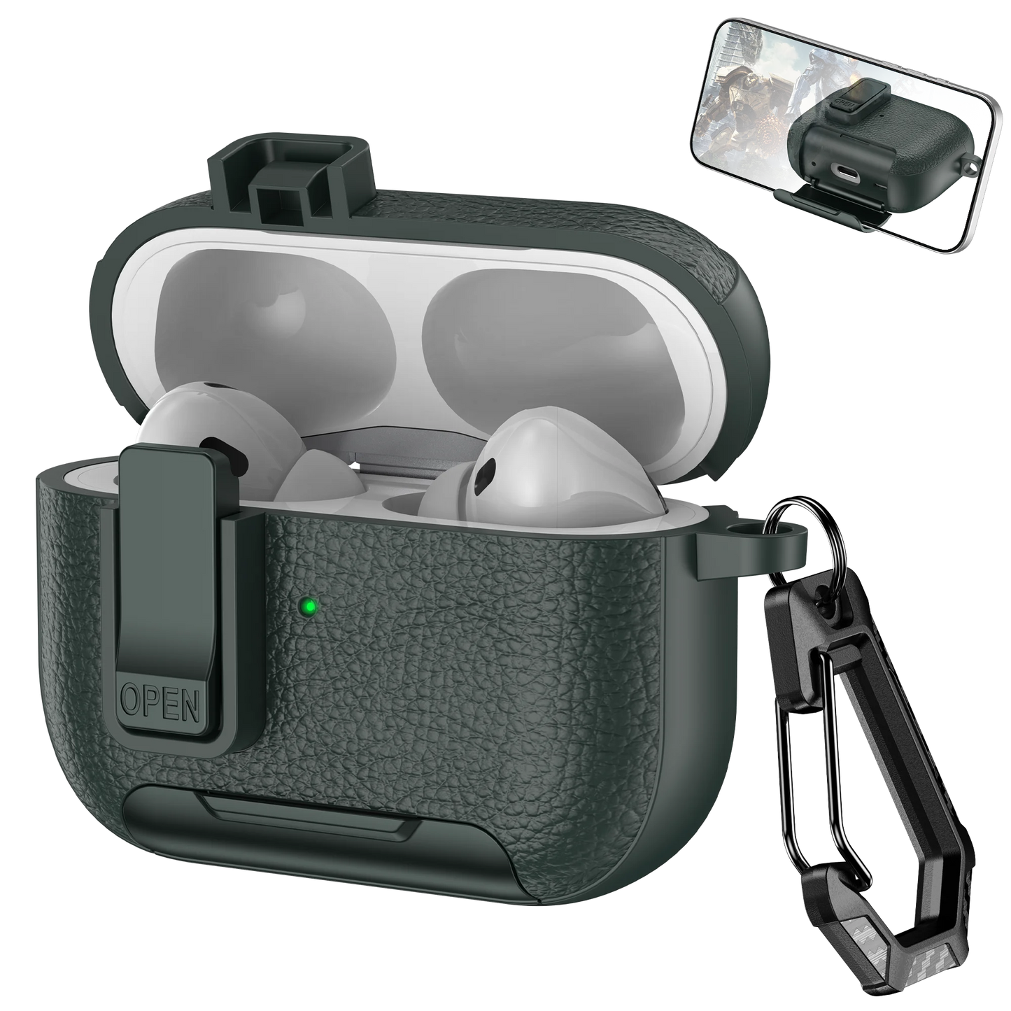 Cortex Phone Holder Case – Protective Cover with Hook for AirPods 1–4 & Pro Series