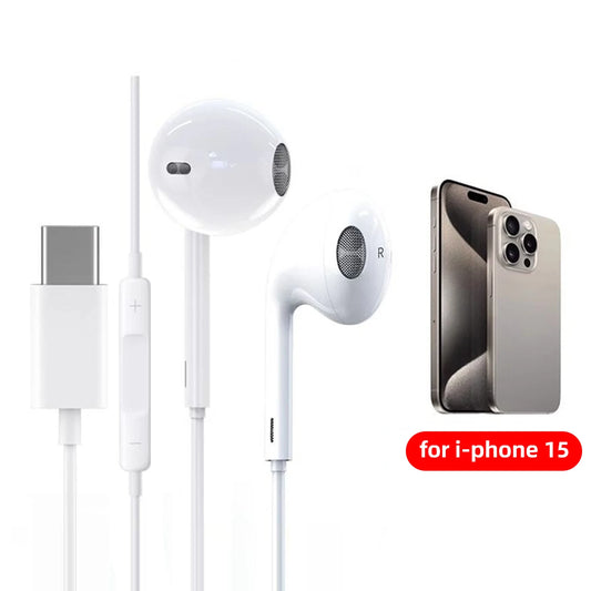 Type-C Wired Earphones with Mic | In-Ear USB-C Headphones for iPhone 15 & Android