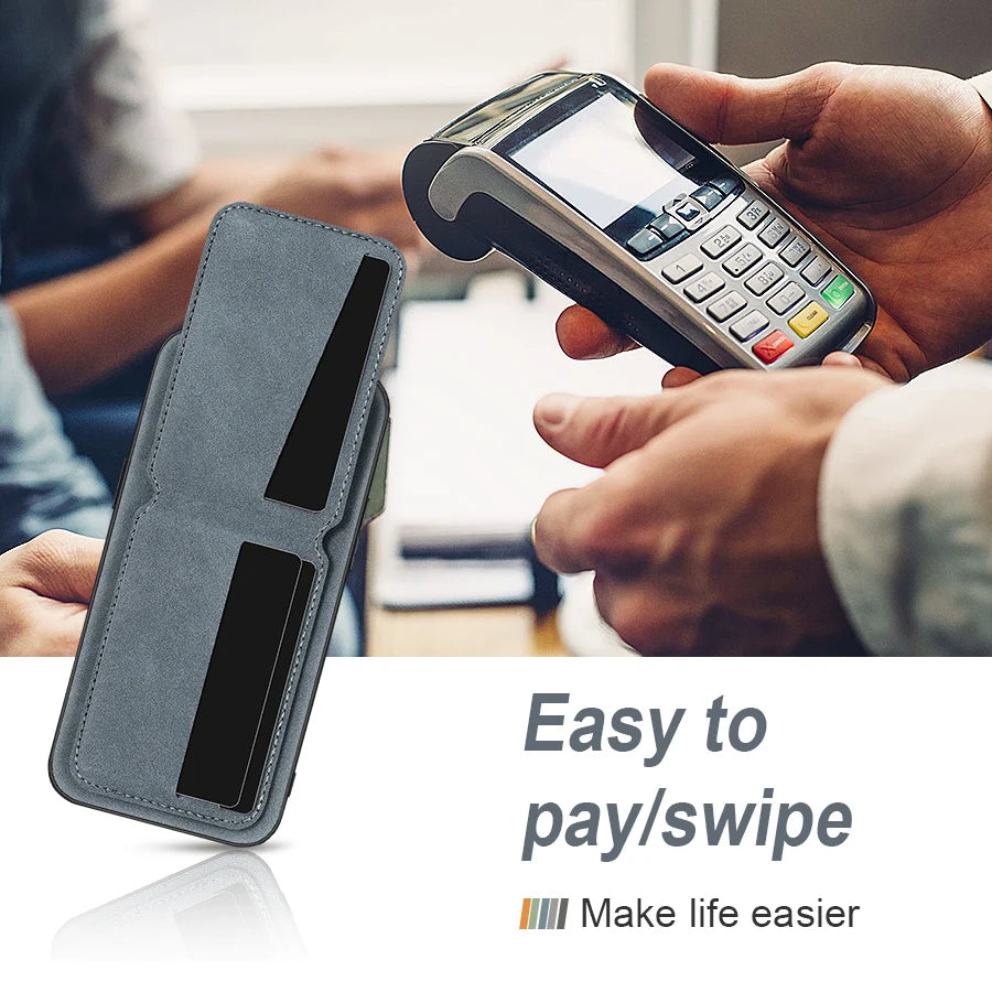 Luxury Leather Card Holder Case for iPhone 17 16E 16 15 14 13 11 Pro Max