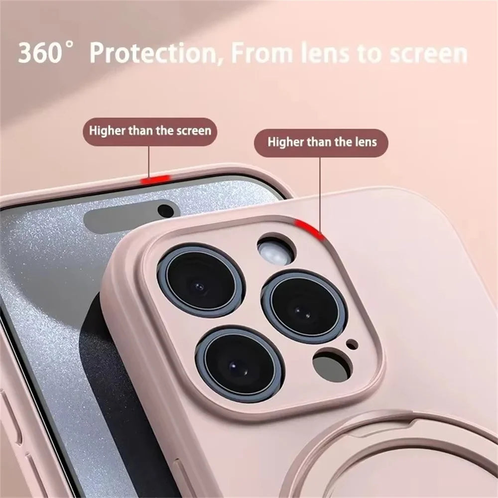Liquid Silicone MagSafe Stand Case for iPhone 17 Air 16 15 14 13 Pro Max