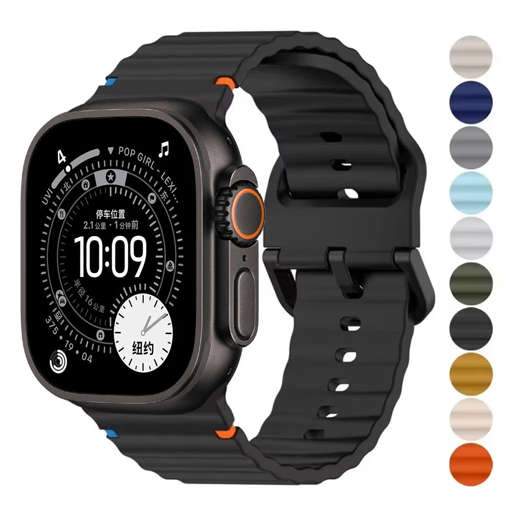 Silicone Strap for Apple Watch Ultra 3/2/1 49/46/45/44/42/41/40mm Sport Wristband