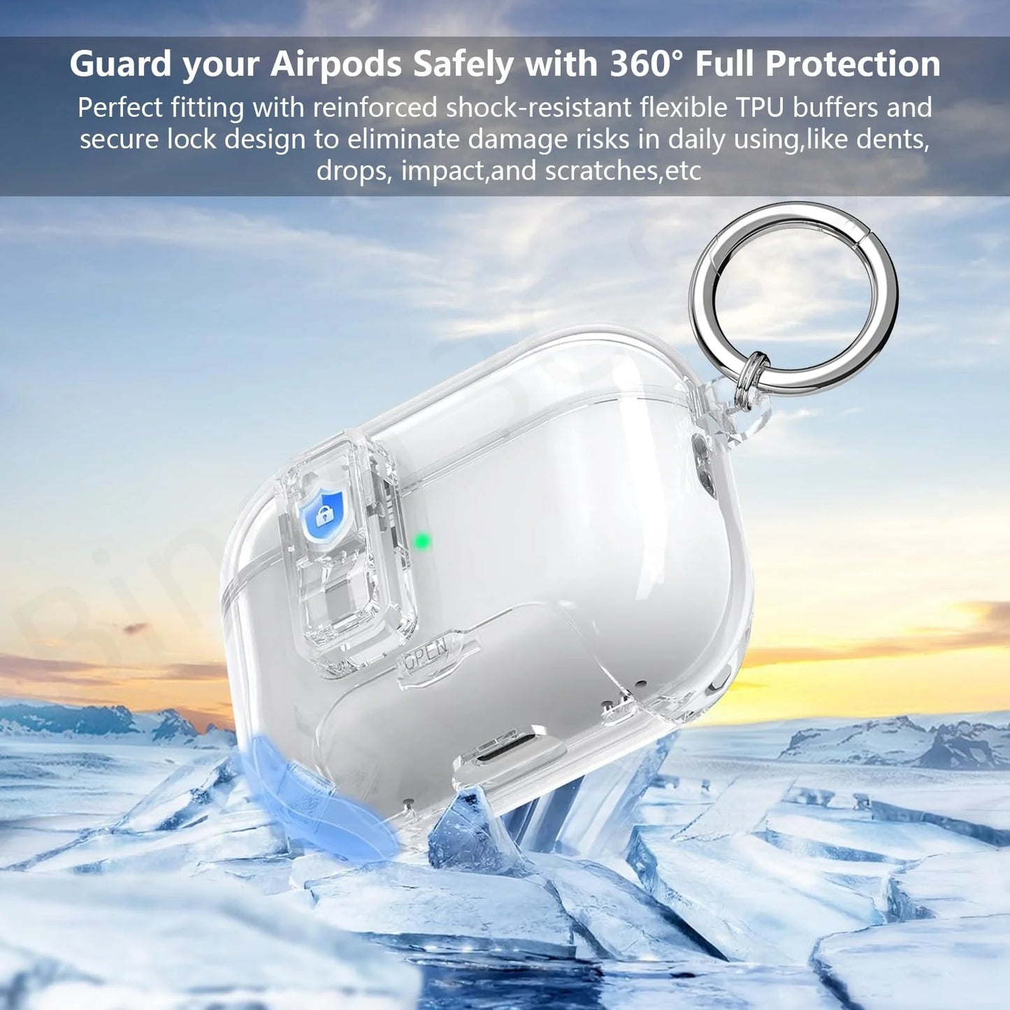 2025 Clear Magnetic Lock Case for AirPods Pro 3 with Stand & Cleaning Kit