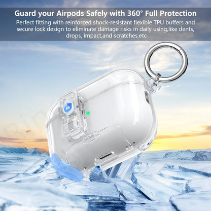 2025 Clear Magnetic Lock Case for AirPods Pro 3 with Stand & Cleaning Kit