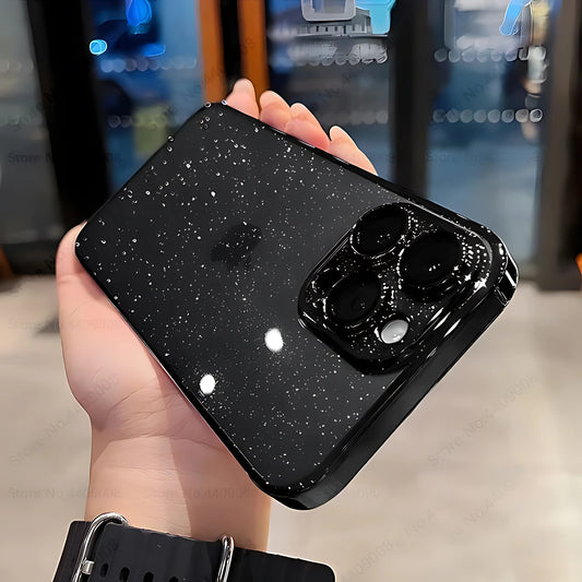 Luxury Clear Glitter Plating Case for iPhone 16 15 14 13 12 Pro Max Plus