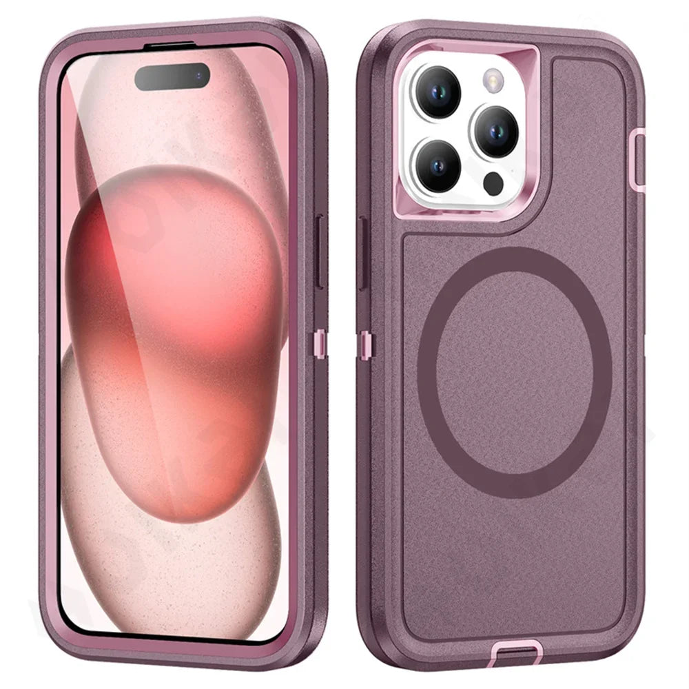 Rugged MagSafe Kickstand Case for iPhone 16 15 14 Pro Max Plus