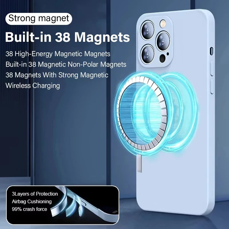 Magnetic Silicone Protective Case for iPhone 15 Pro Max / 14 Plus