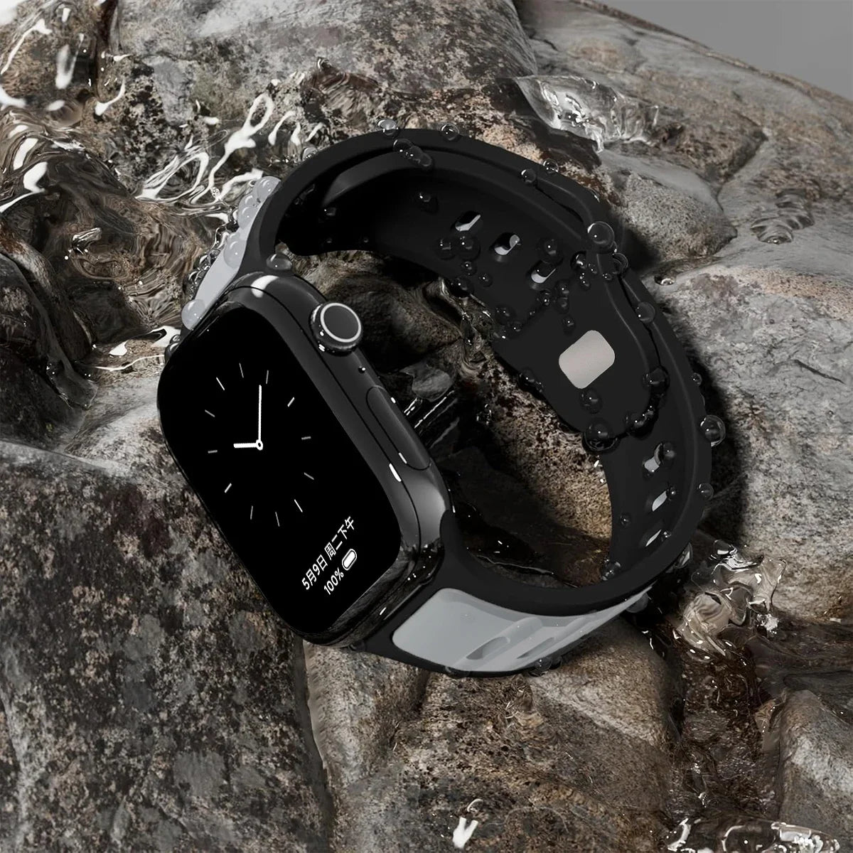 Silicone Sports Band for Apple Watch Ultra 2/Series 11–4 Adjustable Strap