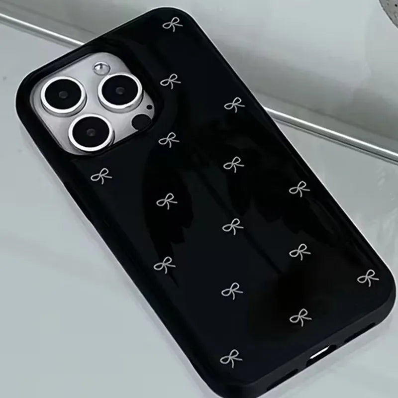 Cute Bowknot Glossy Soft Phone Case for iPhone 17 Air–7 Series, Shockproof Cover