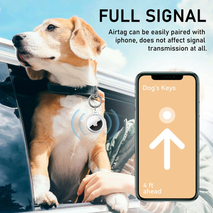 4-Pack Waterproof Silicone AirTag Holder with Keychain for Pets & Luggage