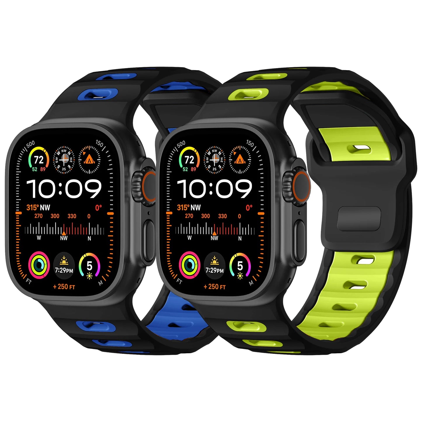 2PCS Silicone Strap Band for Apple Watch Ultra 49mm Series 9 8 7 6 5 4 3 SE