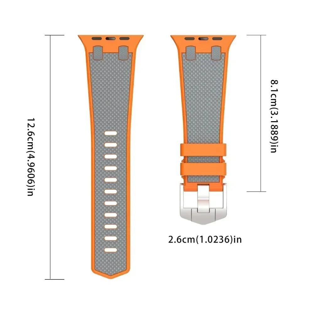 Carbon Fiber Silicone Strap for Apple Watch Ultra 2 49mm Series 9 8 7 6 SE
