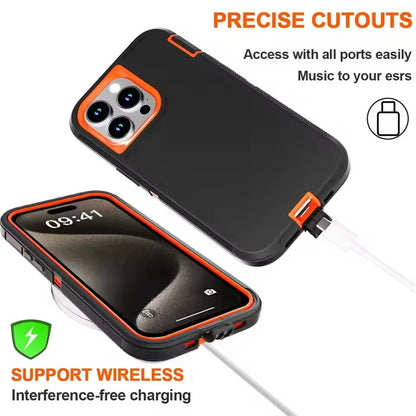 3-in-1 Heavy Duty Armor Case for iPhone 16/15/Plus/Pro Max/Mini