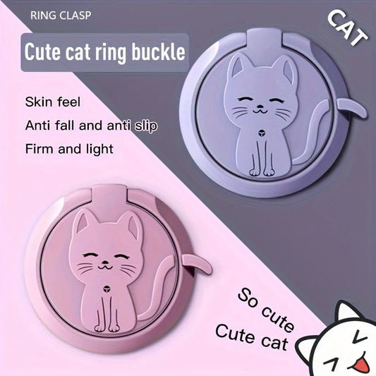 Cute Cartoon Cat Metal Ring Holder Stand for iPhone, Samsung & More