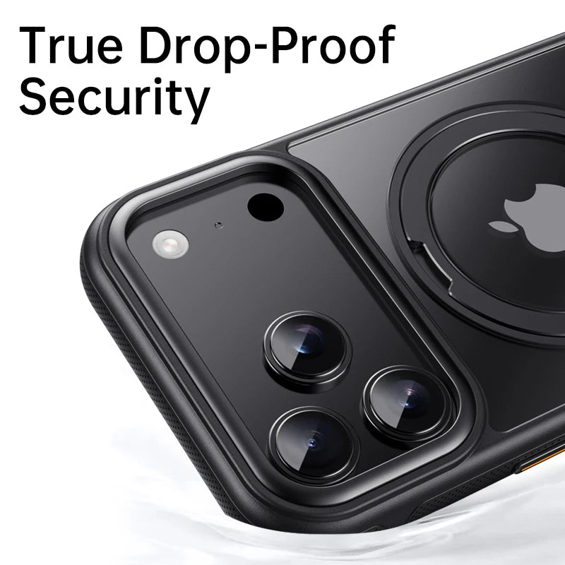 Transparent Magnetic Case for iPhone 17 Air 16 Plus 15 14 13 17 Pro Max 16e 360° Rotating Ring Holder Kickstand Cover LMD003