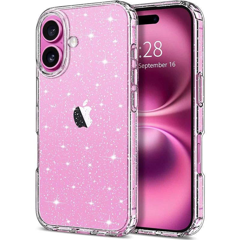 Glitter Clear Case for iPhone 17 Air 16E 16 15 14 13 12 11 SE Mini Pro Max