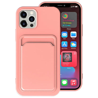 Frosted TPU Soft Phone Case with Card Pocket for iPhone 16 Pro Max / 15 Plus / 14 Mini