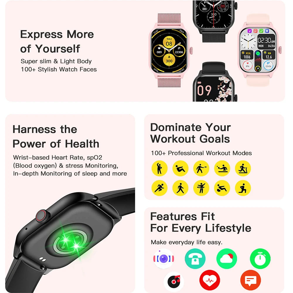 LT10 Smart Watch 2024 | Bluetooth Call, Music & Fitness Tracker for Android