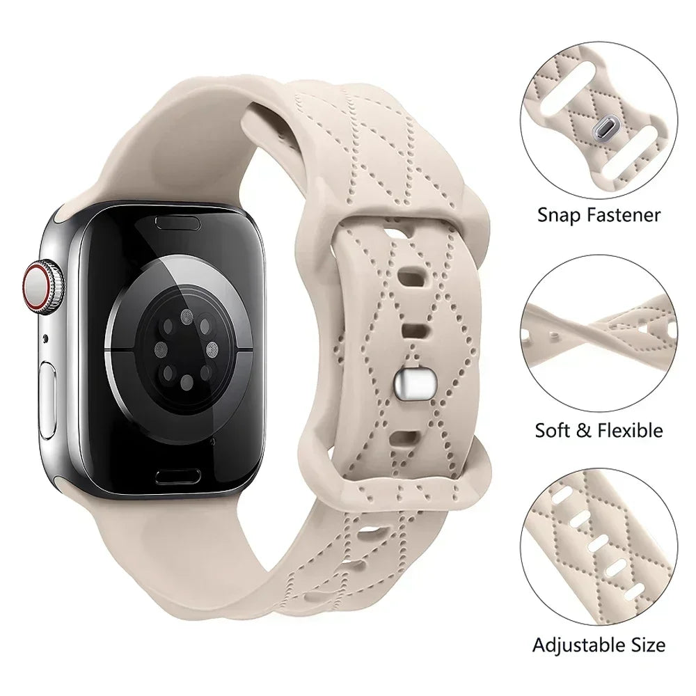Engraved Silicone Strap for Apple Watch Ultra & Series 9–3 | 49–40mm Band