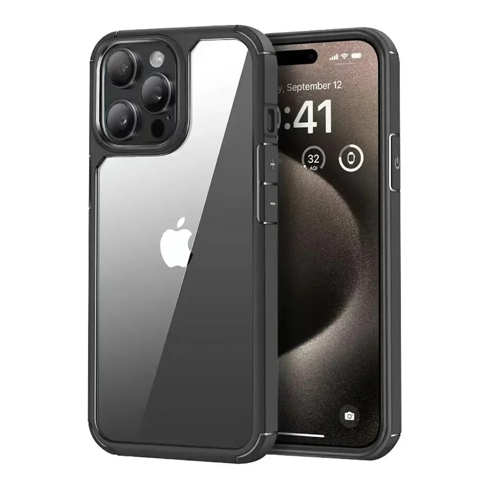 Luxury Transparent Shockproof Armor Case for iPhone 16 15 14 13 12 11 Pro Max