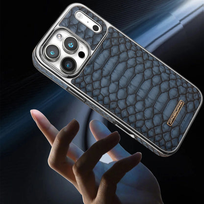 Luxury Snake-Pattern Leather Case for iPhone 17–12 | Flannel-Lined Interior