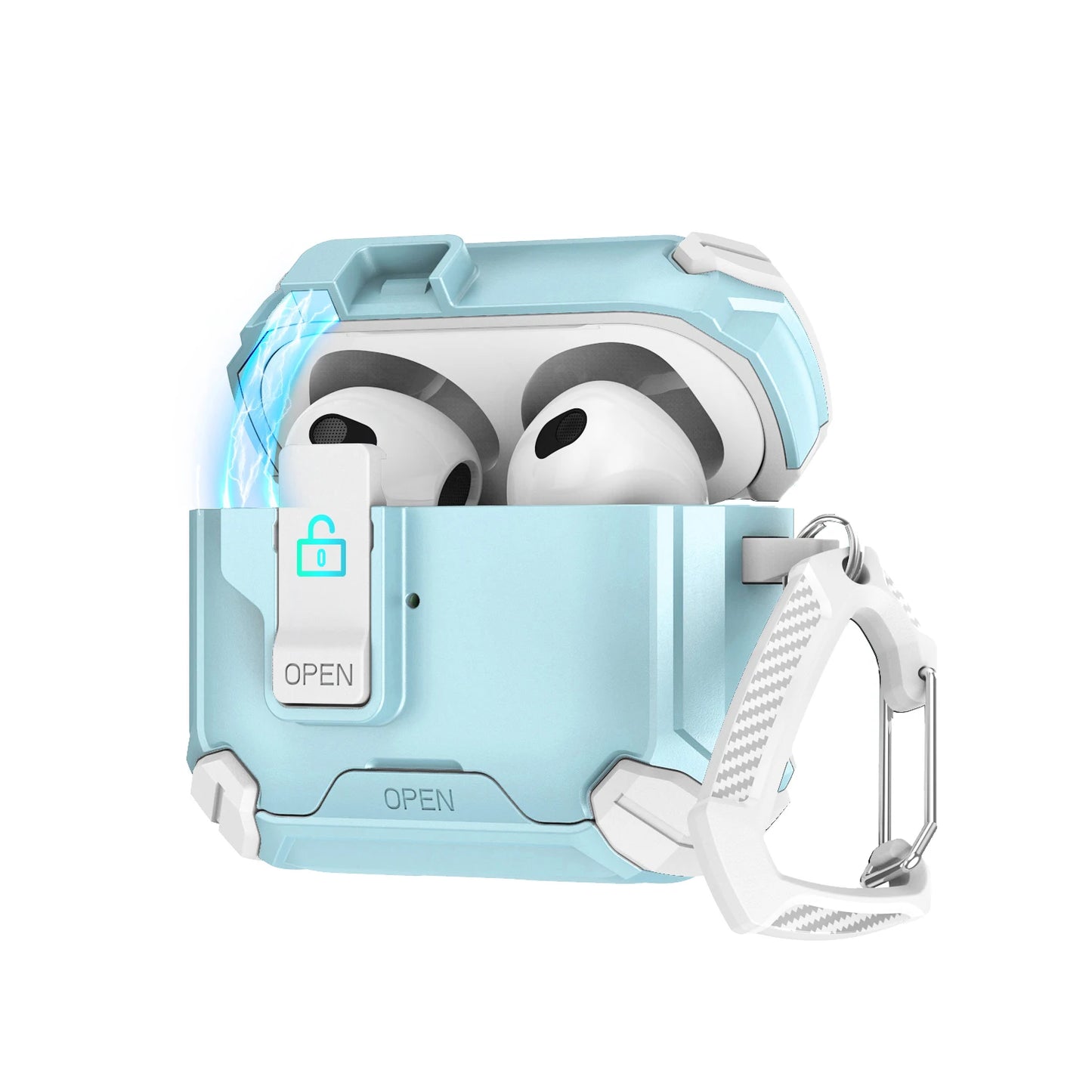 Secure Lock Shockproof Case for AirPods 1/2/3/4 Pro with Hook & Holder