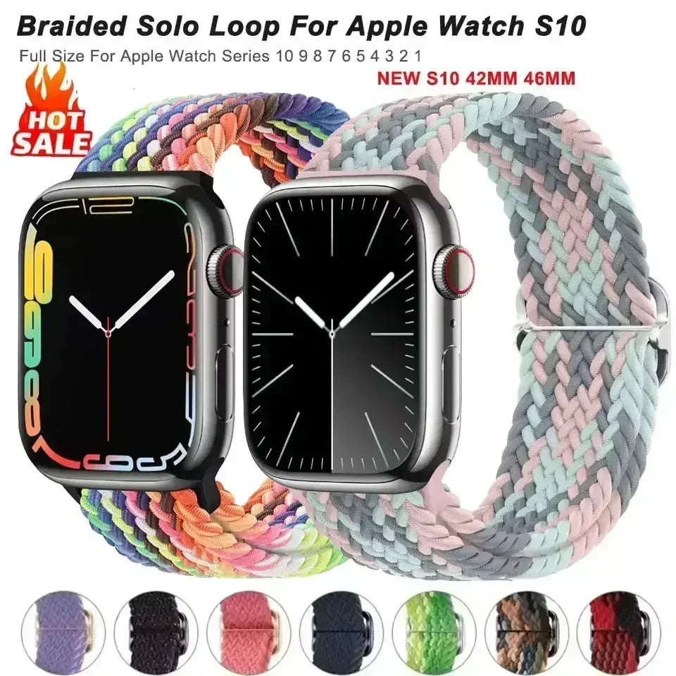 Braided Solo Loop for Apple Watch Ultra & Series 10–7 SE Elastic Band