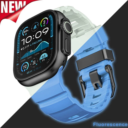 Fluorescent Silicone Bracelet for Apple Watch Series 4–10 & Ultra 2