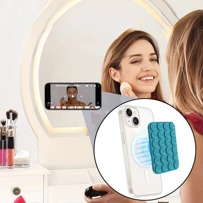 Silicone Suction Cup Magnetic Phone Holder Wall Mount for iPhone 12–16 MagSafe