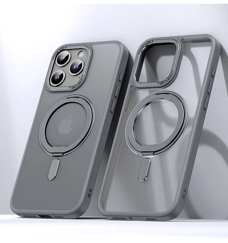 Luxury Magnetic Stand Case with Ring Holder for iPhone 11–13 Pro Max