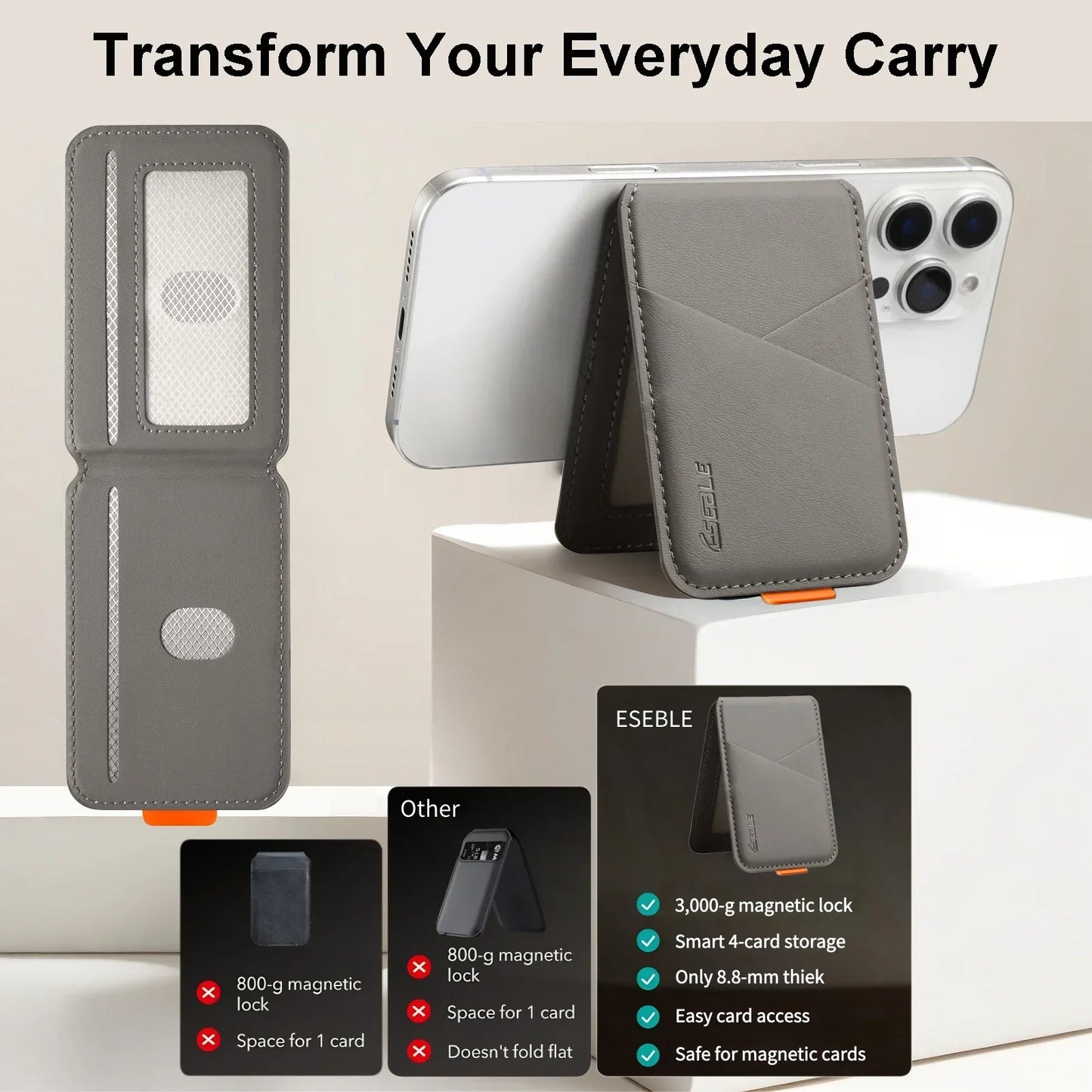 Luxury MagSafe Leather Card Holder for iPhone 17 16 15 14 13 Pro Max RFID Safe