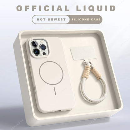 MagSafe Silicone Case with Lanyard for iPhone 11–14 Plus & Pro Max