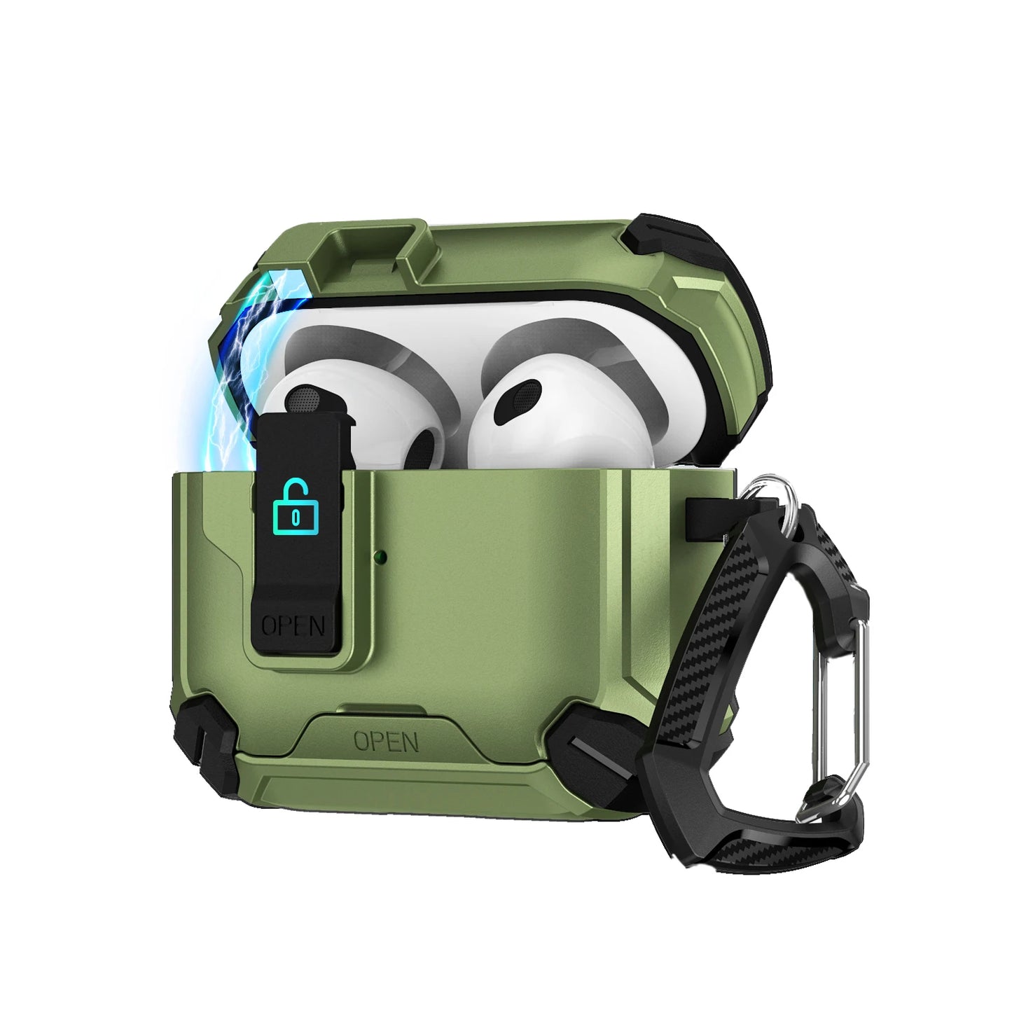 Secure Lock Shockproof Case for AirPods 1/2/3/4 Pro with Hook & Holder