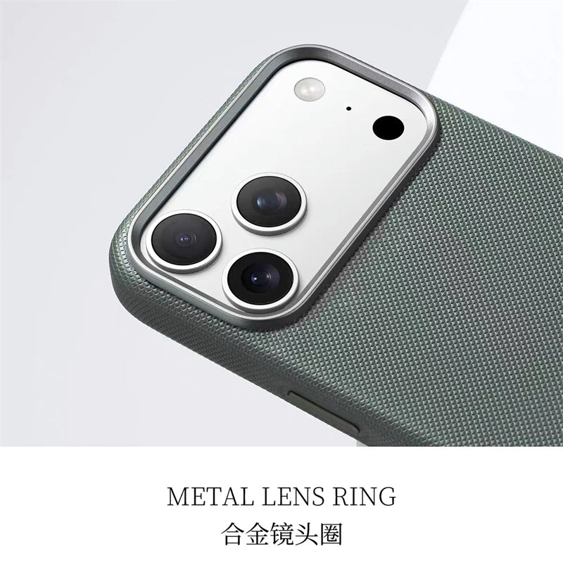 Luxury Diamond Leather MagSafe Case for iPhone 17 Pro Max with Metal Lens Frame