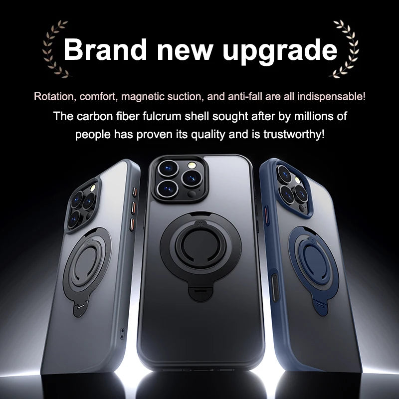 360° Rotating Magnetic Stand Silicone Ring Case for iPhone 12-16 Pro Max Plus