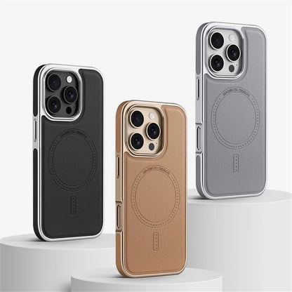 Luxury PU Leather MagSafe Case for iPhone 17–13 | Magnetic Shockproof Cover