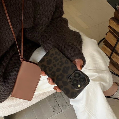 Retro Art Gray Brown Leopard Print Matte Case for iPhone 11–16 Pro Max