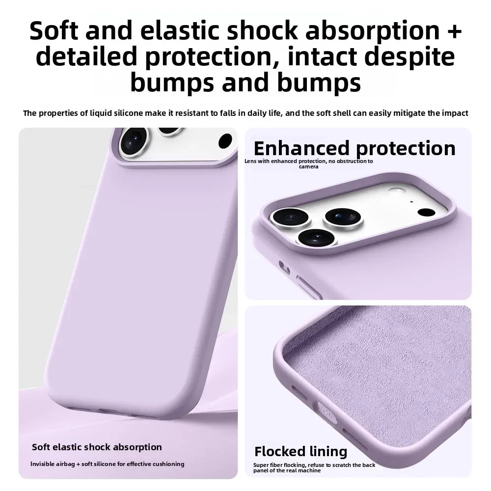 Liquid Silicone MagSafe Case for iPhone 17–16 | Soft Magnetic Solid Cover