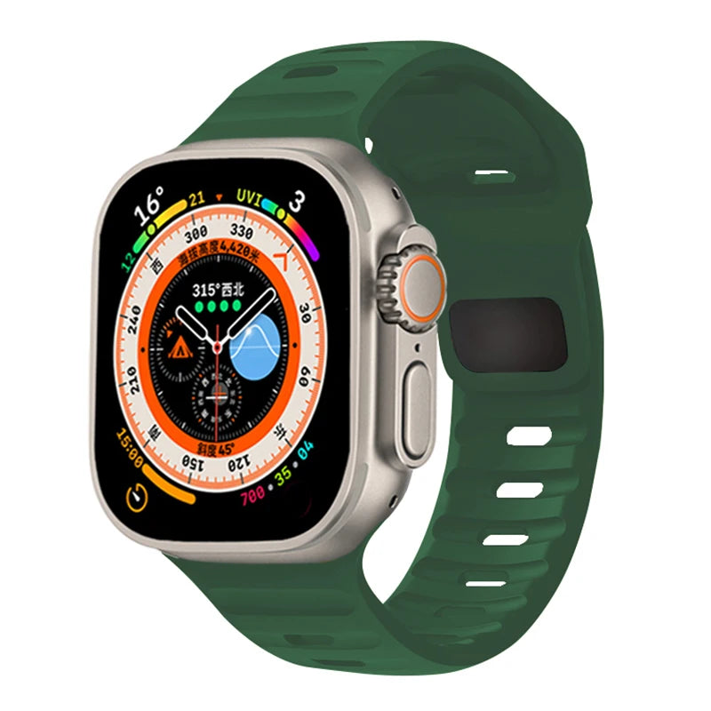 Sport Silicone Strap for Apple Watch Ultra 3/2 and Series 11–6, SE3 (49–40mm)