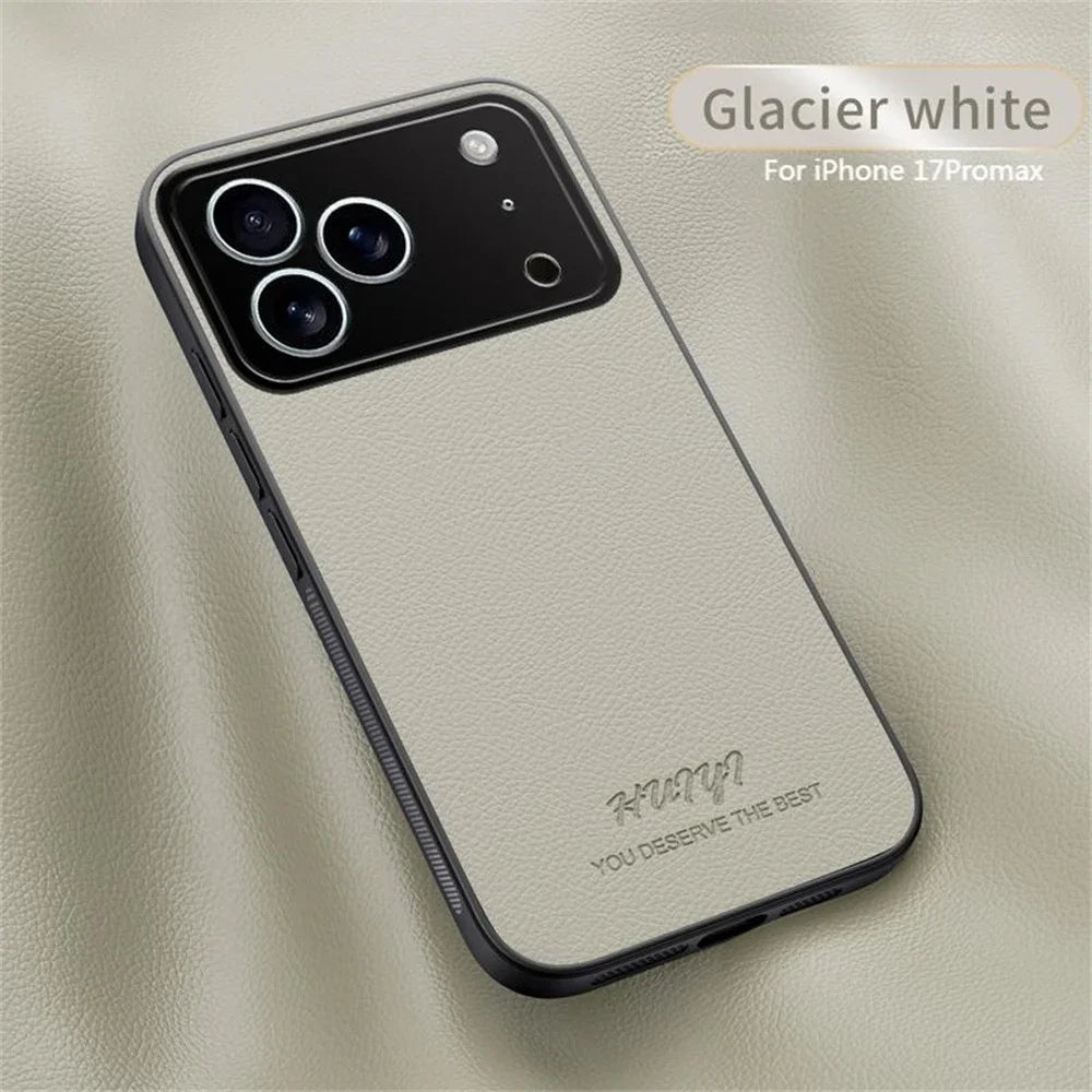 Business Leather Case for iPhone 17–11 | Anti-Fingerprint Shockproof Cover