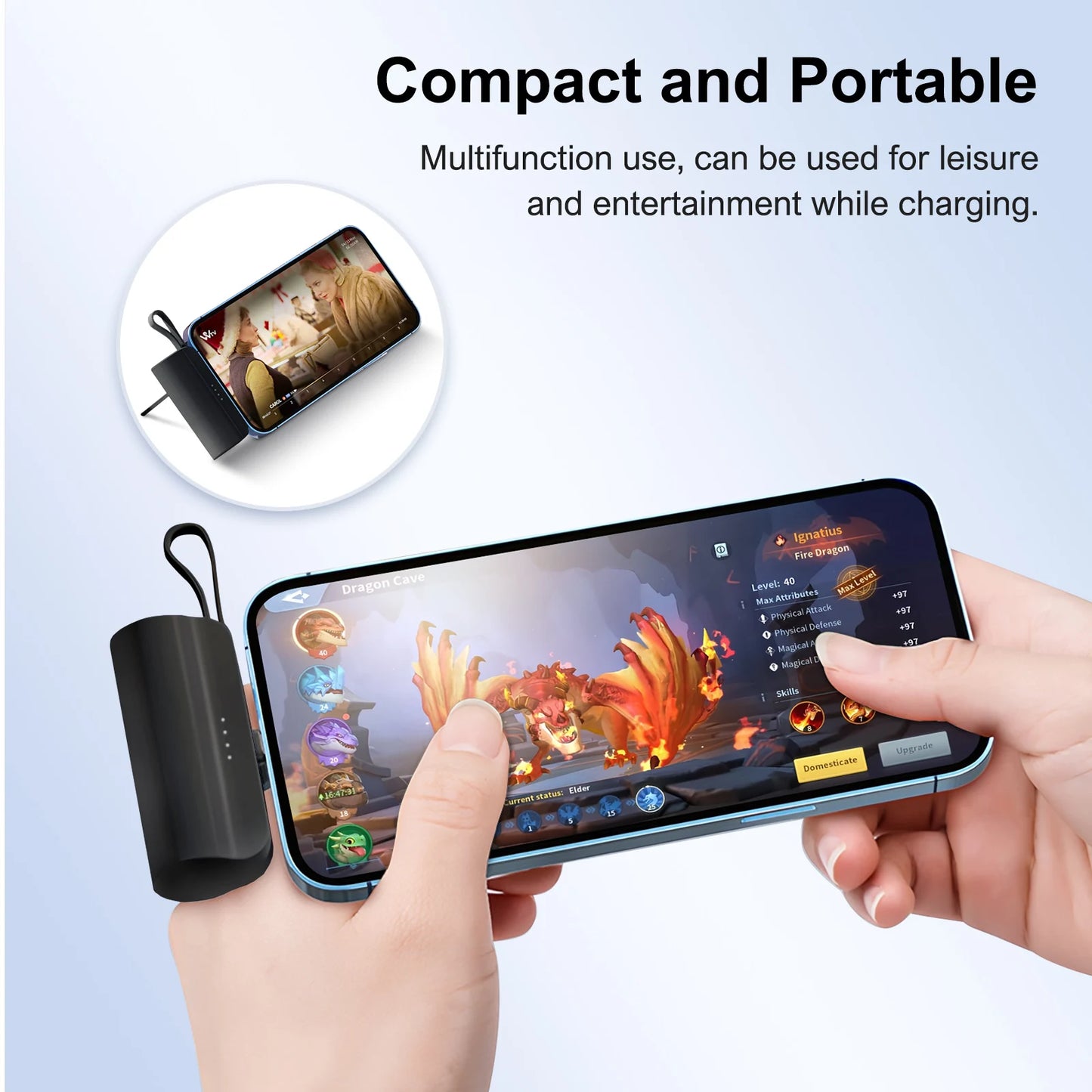 Mini 4500mAh Power Bank with Dual USB-C Ports for iPhone 16–15 & Android