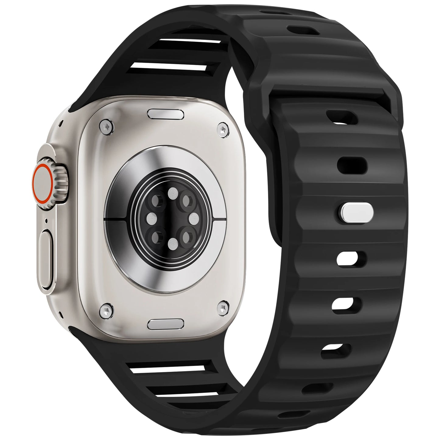 Sport Silicone Strap for Apple Watch Ultra & Series 9–4, Adjustable 42–49mm Wristband