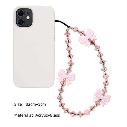 Y2K Bowknot Beaded Phone Charm Strap for Girls & Women